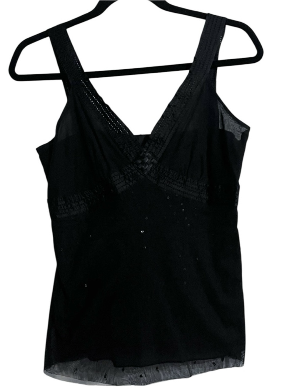 Y2K tothemax! Mesh Overlay Sequin Sleeveless Tank Top size 7/8
